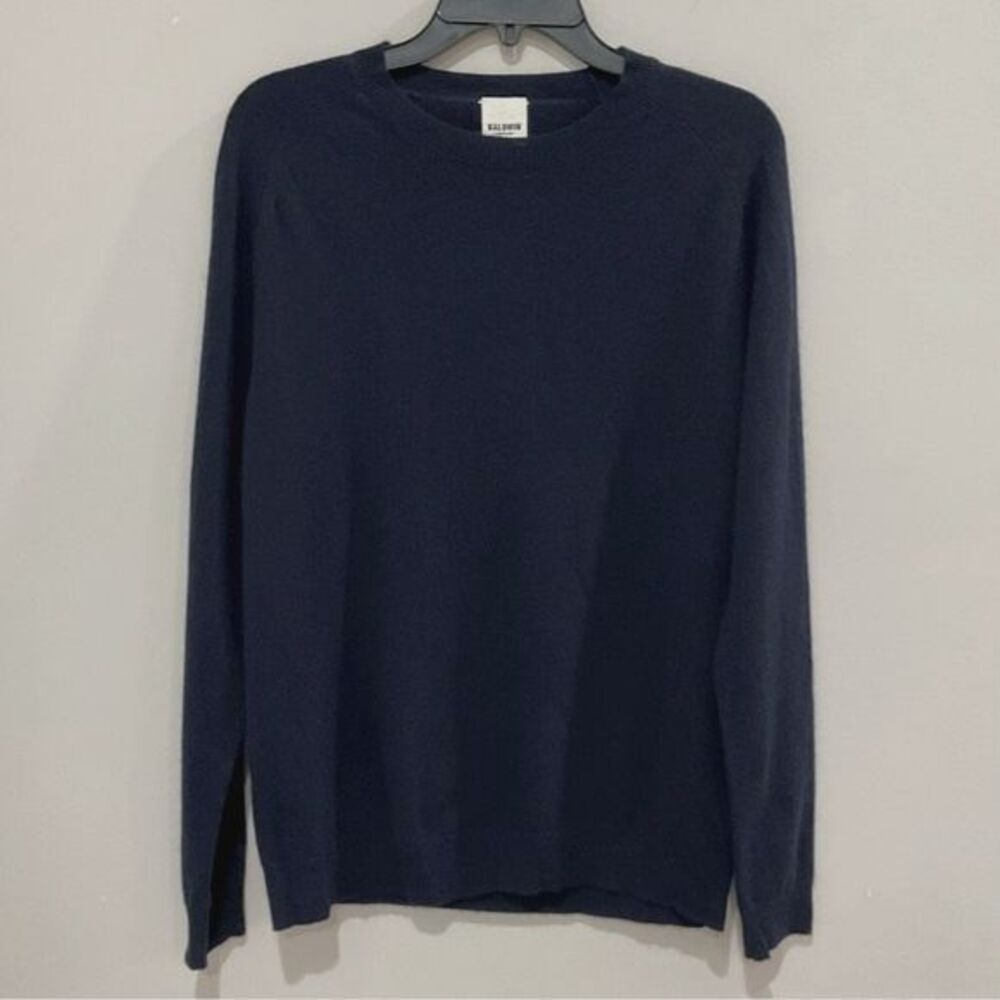 Baldwin Navy Cashmere Blend Sweater Crewneck Mens Sz Small Wool Classic Warm